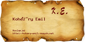Koháry Emil névjegykártya